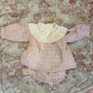 Janie and Jack Pink Gingham Diaper Cover Set